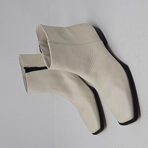 FRAME Le Maddox Leather Ankle Boots Beige Lizard Women's Size 37.5